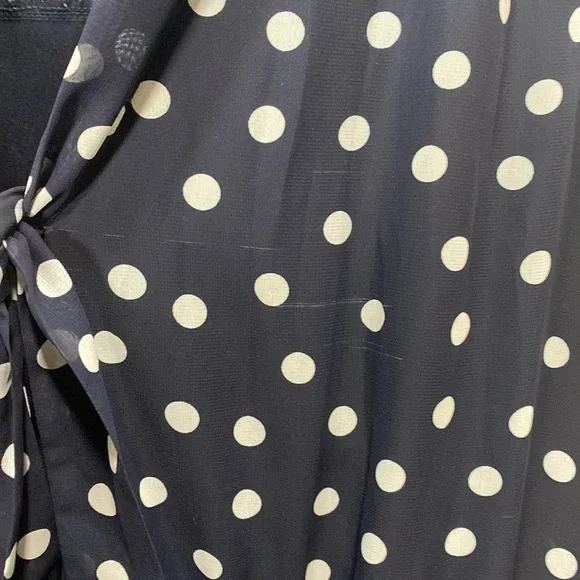 ASOS curve polka dot pleated sleeveless dress navy white - Picture 2 of 11